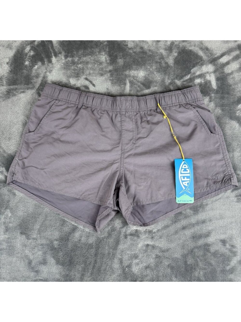 AFTCO Aftech Women's Large  Ladyfish Gray Shorts 2.5" Drawstrings UPF 50